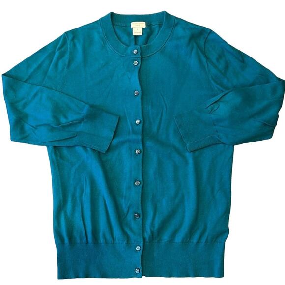 J.Crew Women's The Clare Cardigan 3/4 Sleeve Teal Size S - Picture 1 of 9